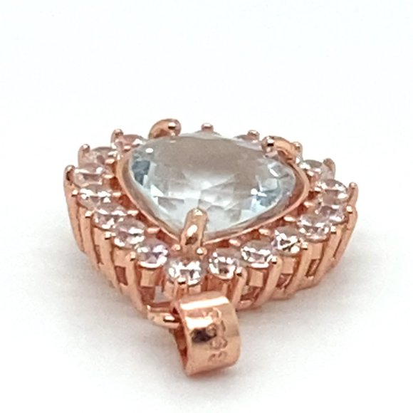 Aquamarine 3.00ct Rose Gold Finish Solid 925 Sterling Silver Pendant - Picture 7 of 7
